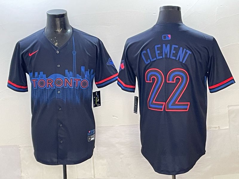 Men 2025 Nike Toronto Blue Jays #22 Clement Blue Game MLB Jersey 01